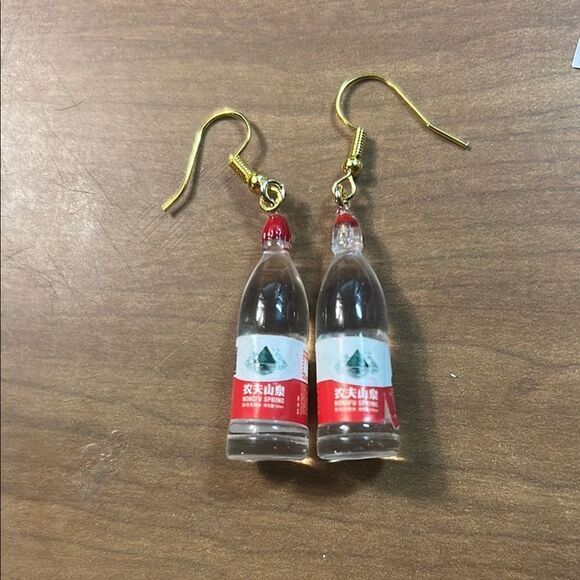 Unique Bottle Earrings with Red Label - Picture 1 of 1
